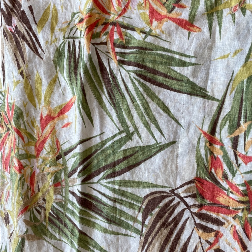 J. Jill Love Linen Tiger Lily Jungle Shift Dress MT Sleeveless Tropical Floral - Picture 11 of 13